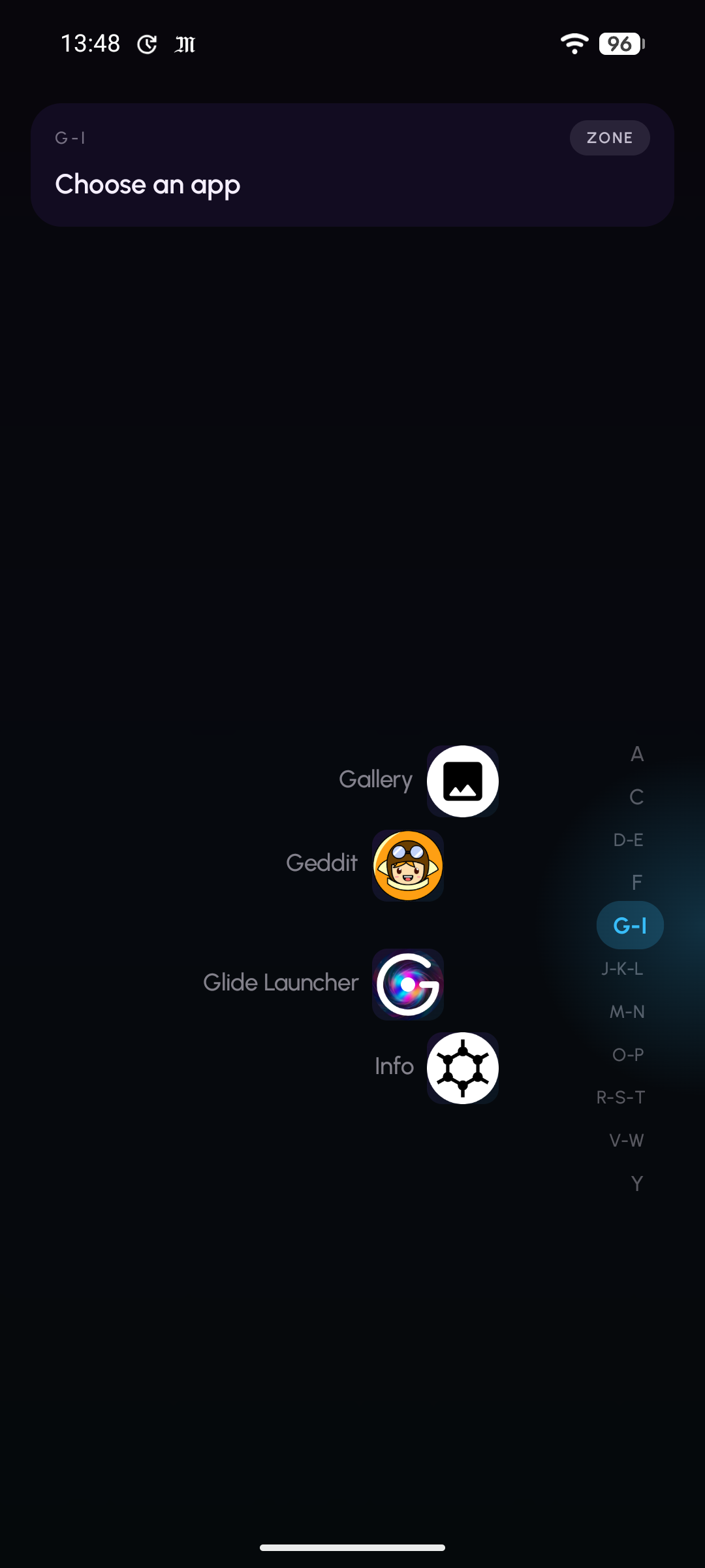 App drawer and alphabet bar