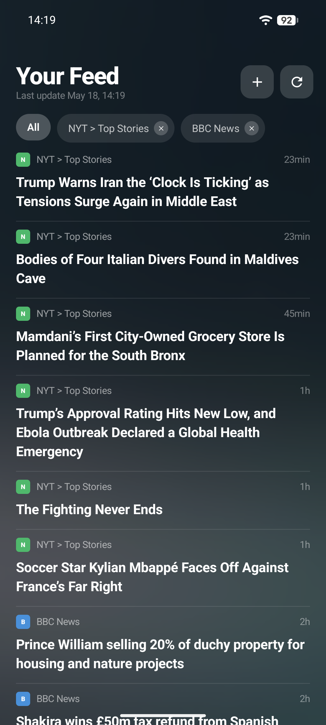 Built-in RSS reader